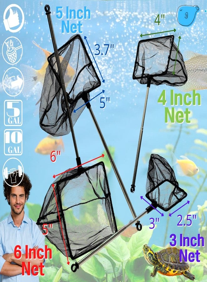 CORISRX Aquarium Betta Fish Net Protect Delicate Fin, Soft Fine Deep Mesh Scooper w/Sturdy Extendable 7~14 Inch Stainless Steel Long Handle for Shrimp Fish Tank Small Pond & Pool (3 Inch Aquarium net) - Image 5